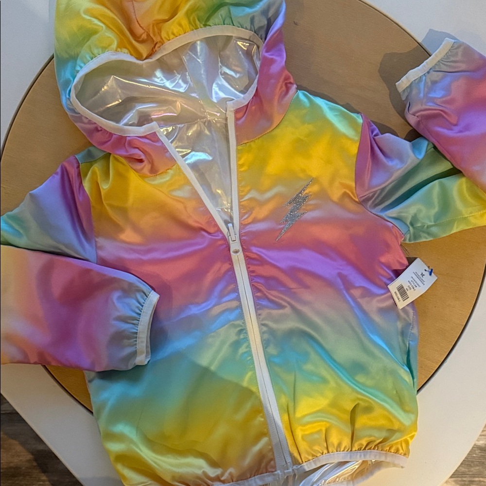 Rockets of Awesome Colorful Rainbow iridescent Hooded shinny reversible Jacket